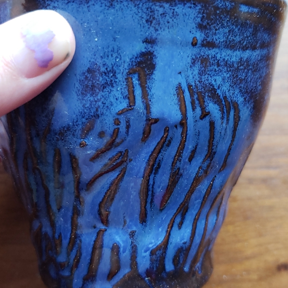 Cobalt/Copper Ceramic Pencil Holder- Hand Thrown! - Picture 2 of 5